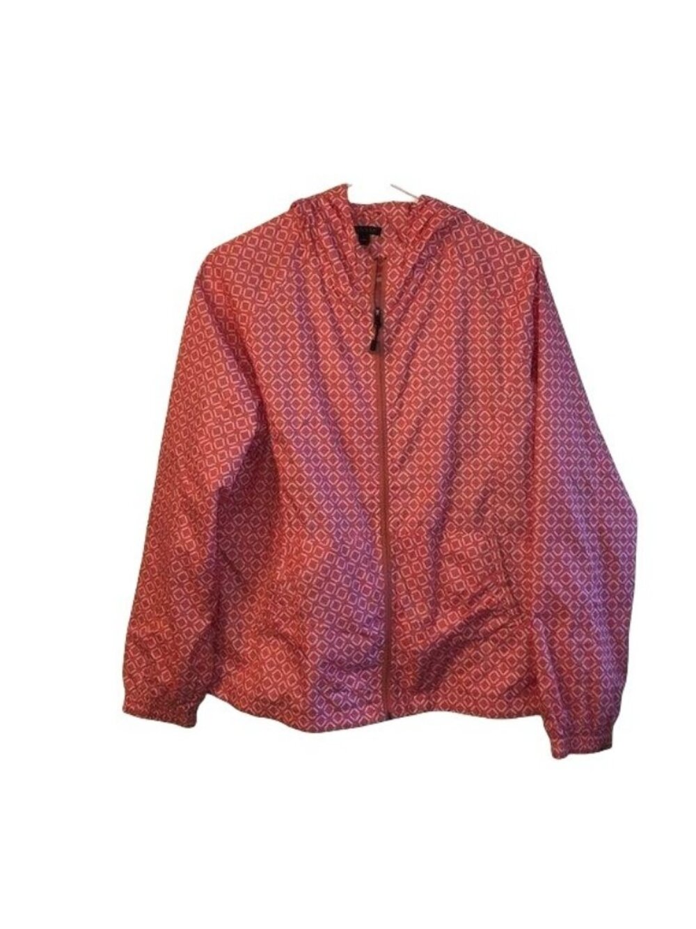 Hannah Womens Lightweight Hooded Jacket With Geometric Print Pink & White Size L